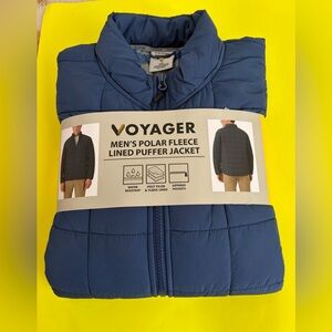 ❤️Men's Blue Polar Fleece Lined Puffer Jacket New Size S